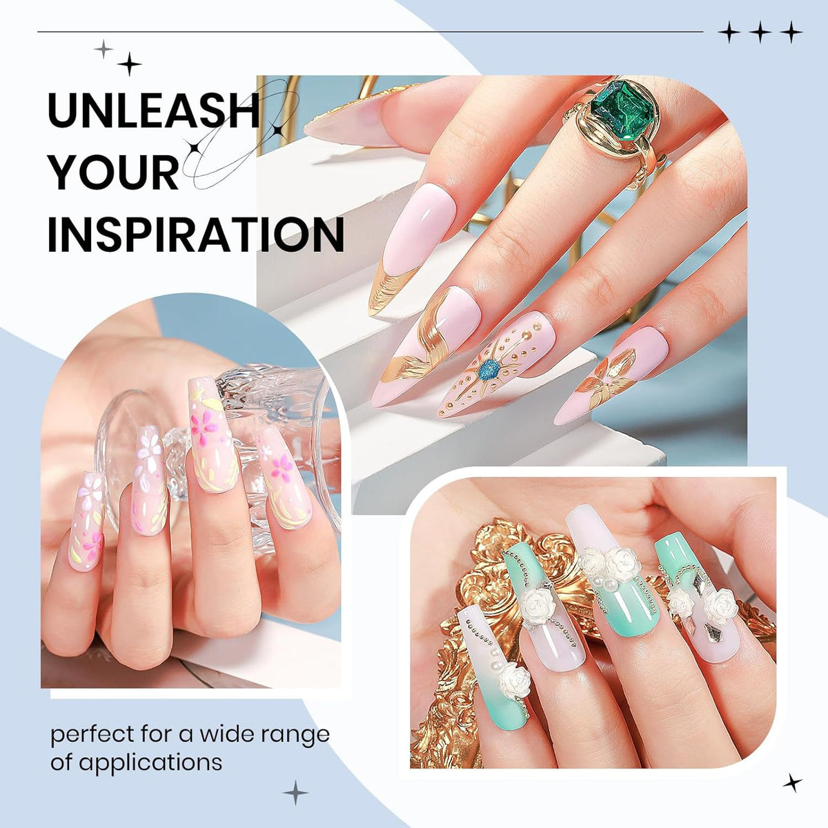 3d Gel Nail Art Set: Non Stick Hand Solid Builder Gel, No Wipe 3d Gels, 15g 3d Sculpting Gels