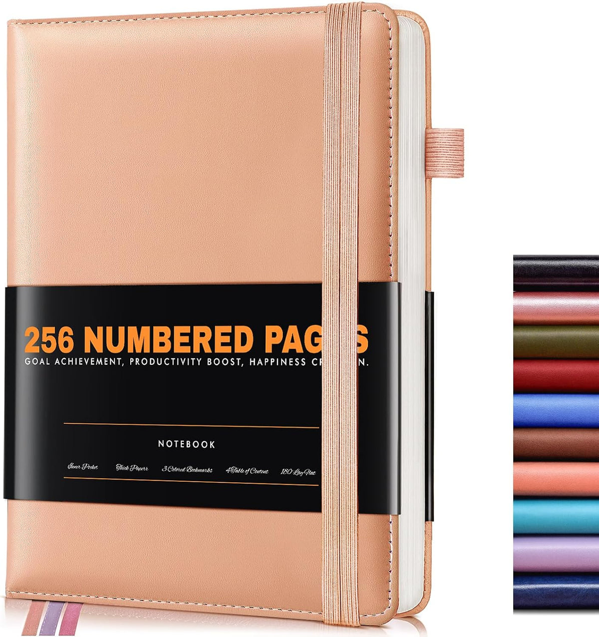 Lined Journal Notebook for Women Men, 256 Numbered Pages Hardcover Leather Journals for Writing, A5