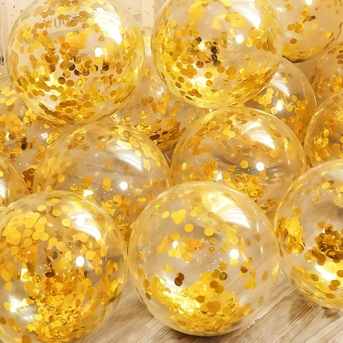 Gold Confetti Balloons, 25 Pcs Thickened 12 Inch Clear Latex Balloon with Confetti Inside for