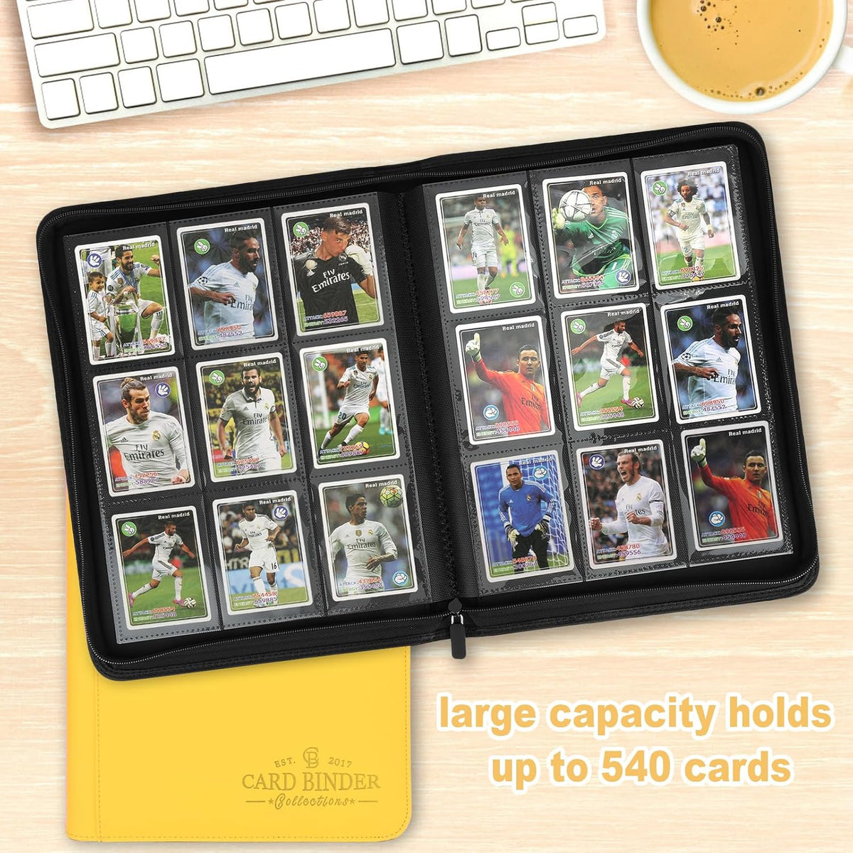 Trading Card Binder, Card Collection Binder Album Folder with 540 Side Loading Pockets, 9 Pocket