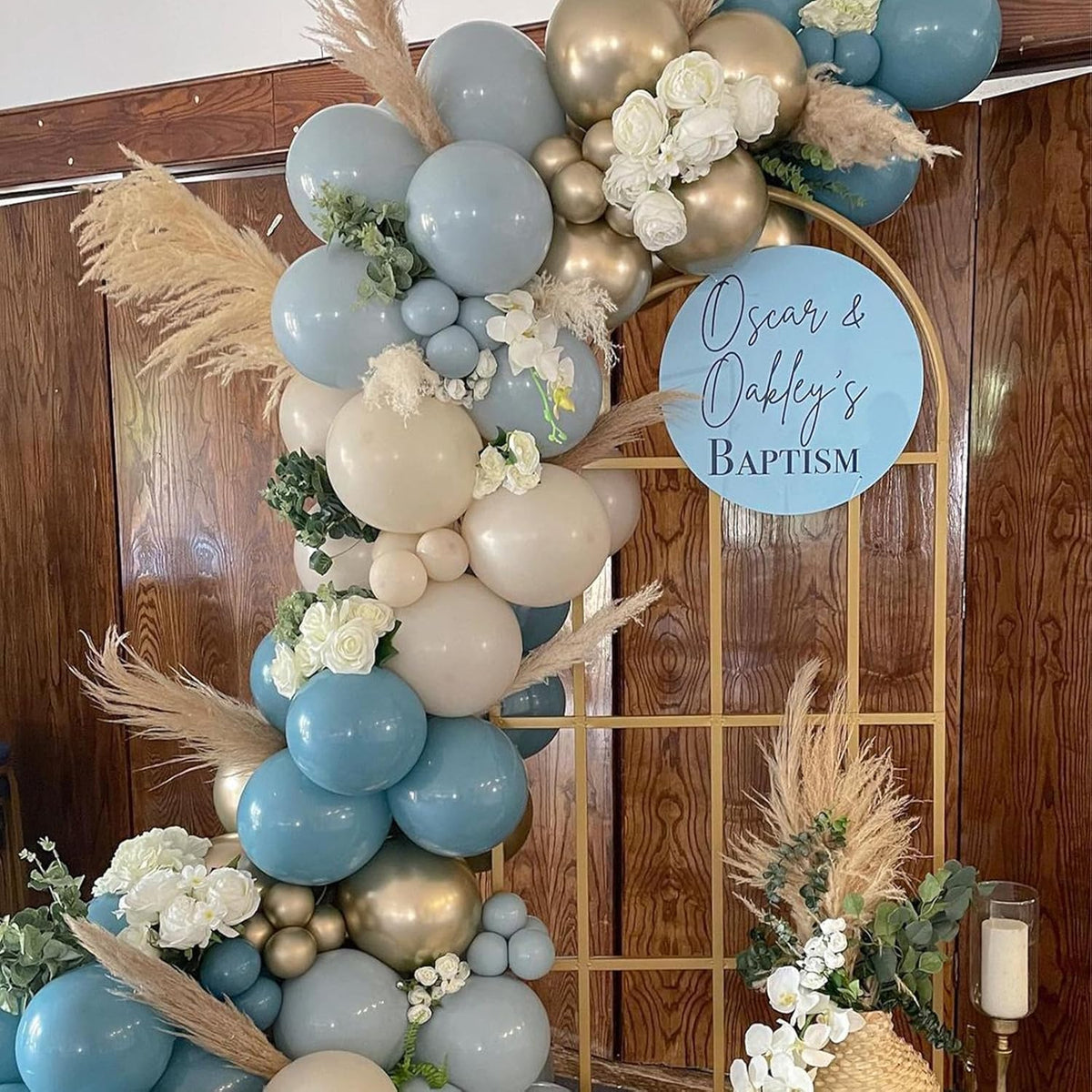 60 Pack Dusty Blue Gold Balloons, Slate Blue White Sand Teal Turquoise Crem Beige Latex Balloon Set