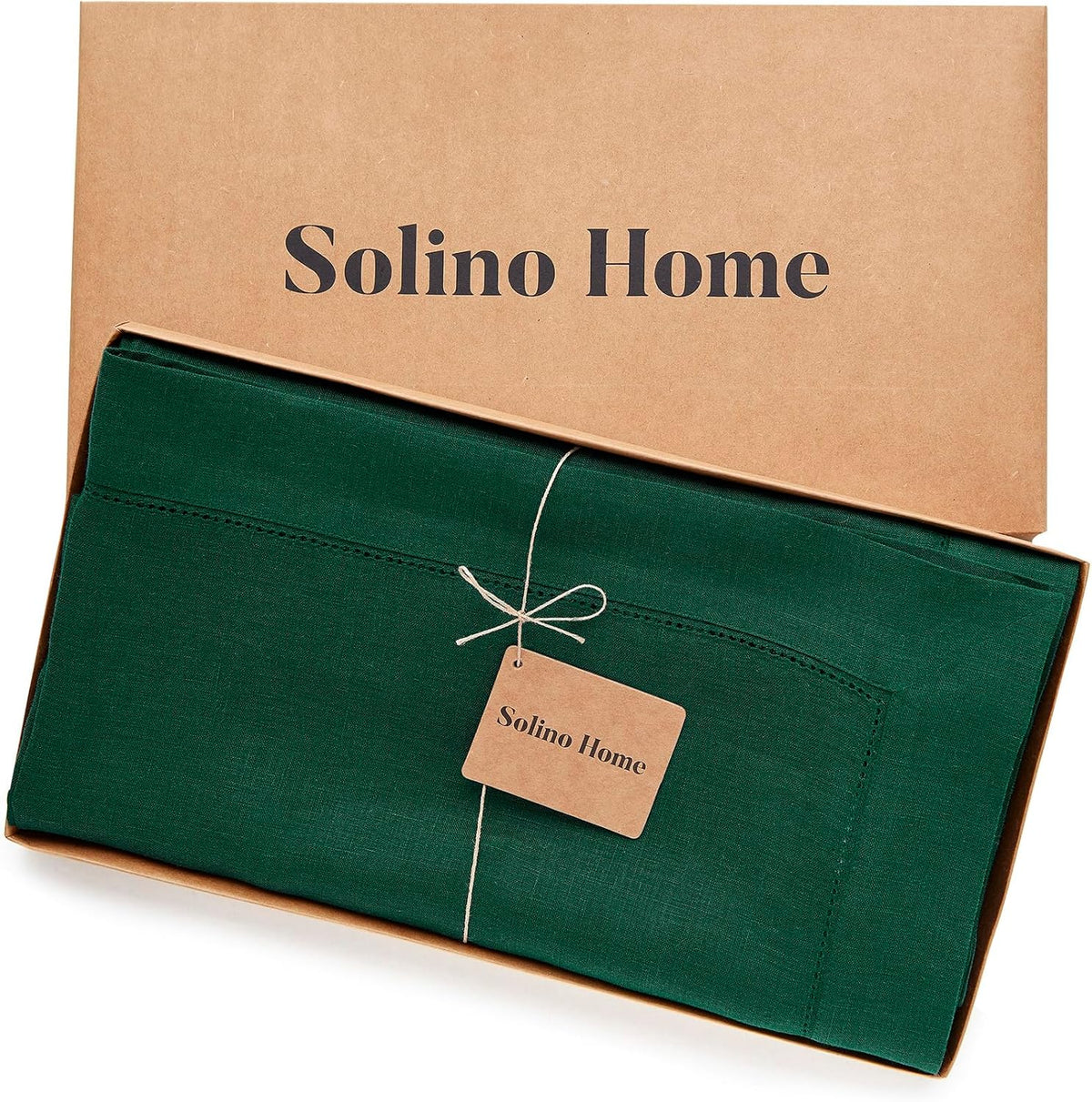 Solino Home Linen Tablecloth for Rectangle Tables 60 x 132 Inch - Classic Hemstitch 100% Pure Linen
