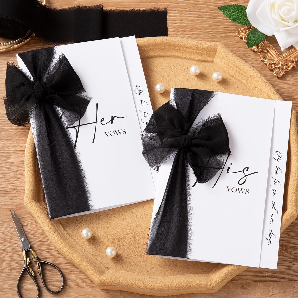 DORIS HOME 2" x21Yd Chiffon Ribbon for Flower Bouquet, Black & White Fabric Ribbon for Gift