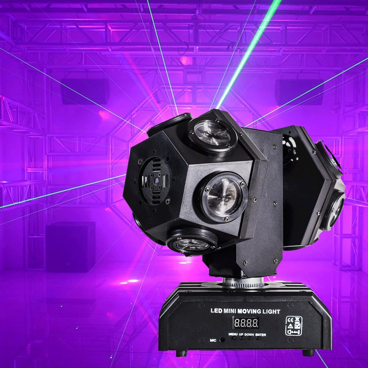 Moving Head DJ Light with Rotating Beam - Stage Light, Sound Activated, DMX512, Perfect for DJ