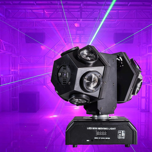 Moving Head DJ Light with Rotating Beam - Stage Light, Sound Activated, DMX512, Perfect for DJ