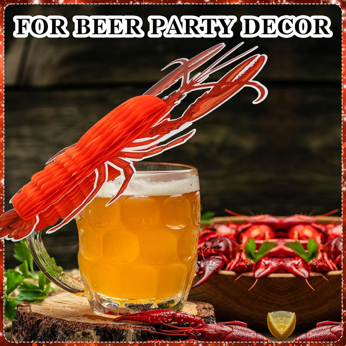 Jetec 6 Pcs Tissue Crab Lobster Honeycomb Centerpiece Hanging Crab Lobster Party Decorations Table