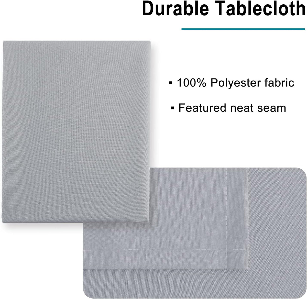 Hiasan Silver Grey Rectangle Tablecloth - Waterproof and Spillproof Washable Fabric Table Cloth for