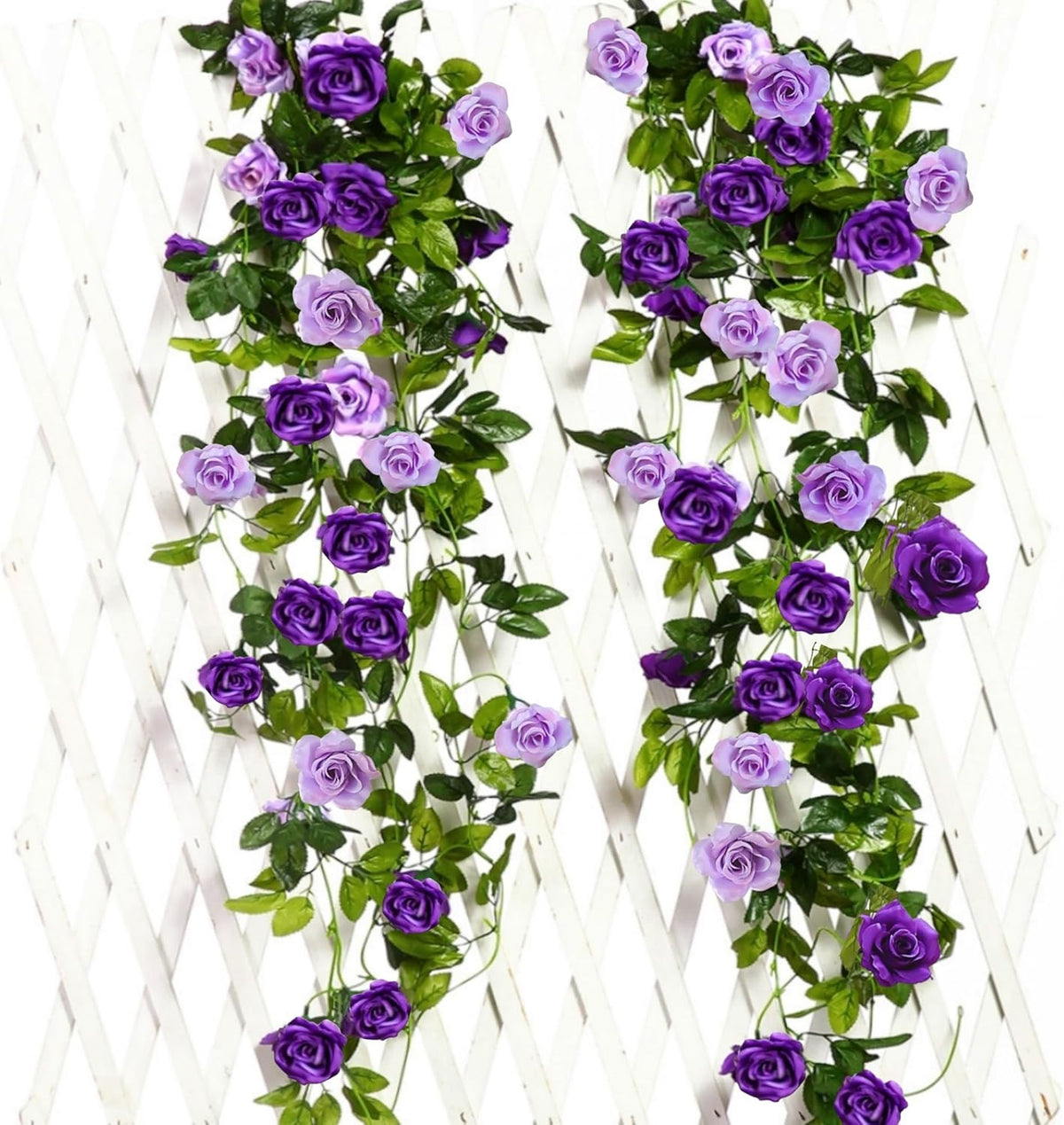 JUSTOYOU 2 Pack (15.8FT) Fake Rose Garland, Artificial Roses Vines Flower Garland Hanging Floral