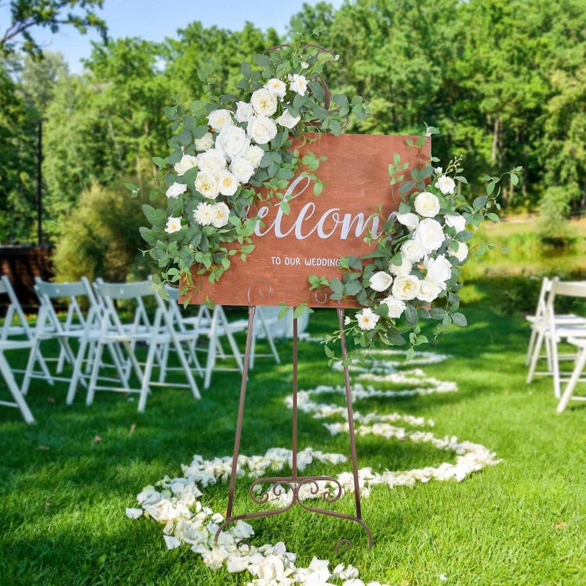Arch Flower Kit of 2 - Artificial Floral Swag for Wedding Welcome Sign, Reception Ceremony Signs