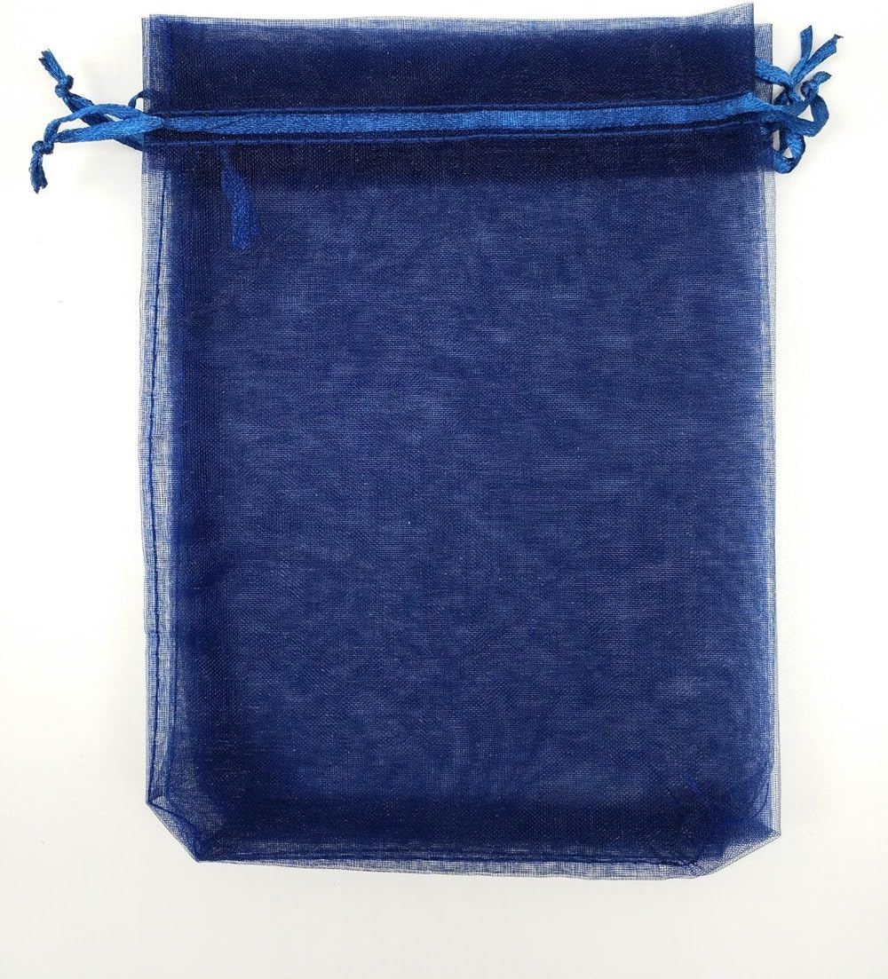 Wudygirl 100PCS Organza Bags 5X7 inch Navy Blue with Drawstring Jewelry Pouch Favor Wedding Favor
