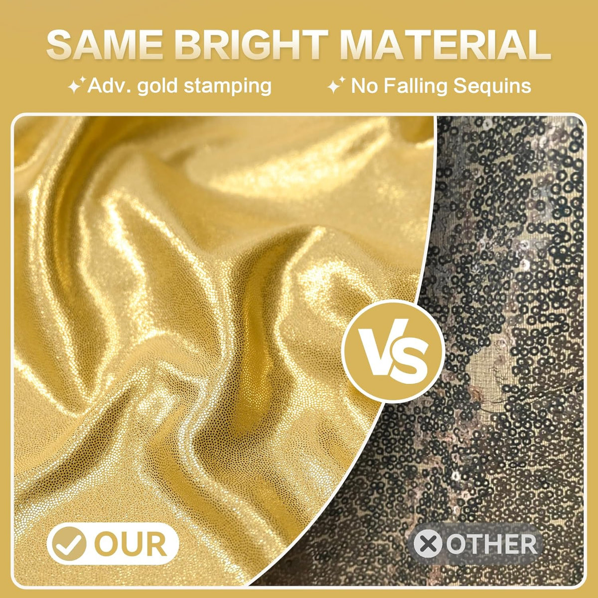 gogoparti 10x10FT Gold Sequin Backdrop Curtain - 2 Panels of 5x10FT Wrinkle-Free Glitter Drapes for
