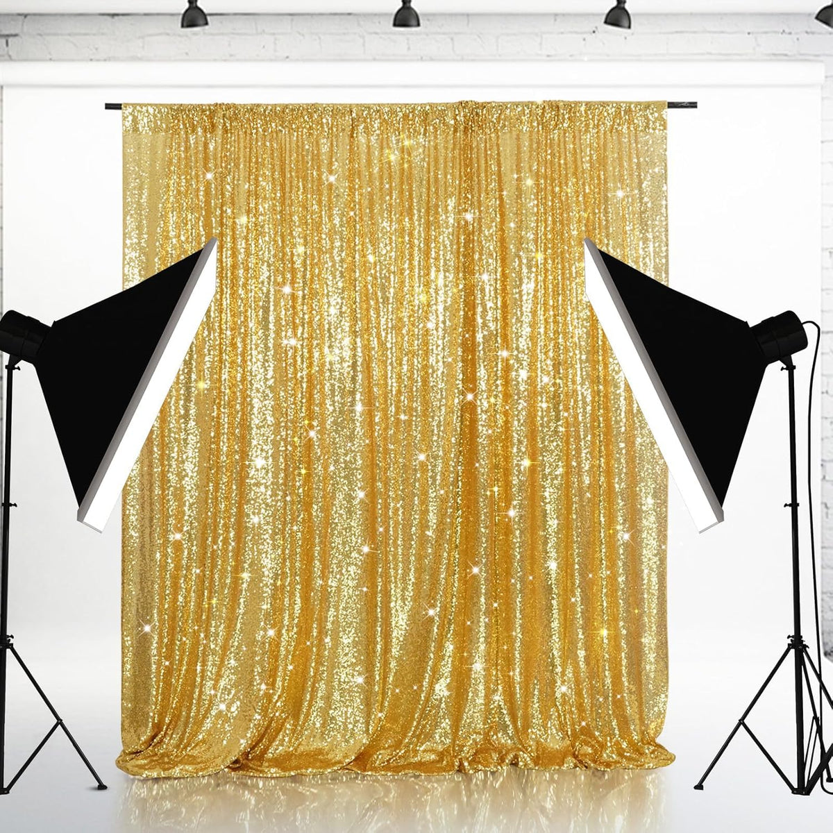 Eternal Beauty Gold Sequin Backdrop, 8x10 Ft Glitter Background Curtains for Shimmer Photography