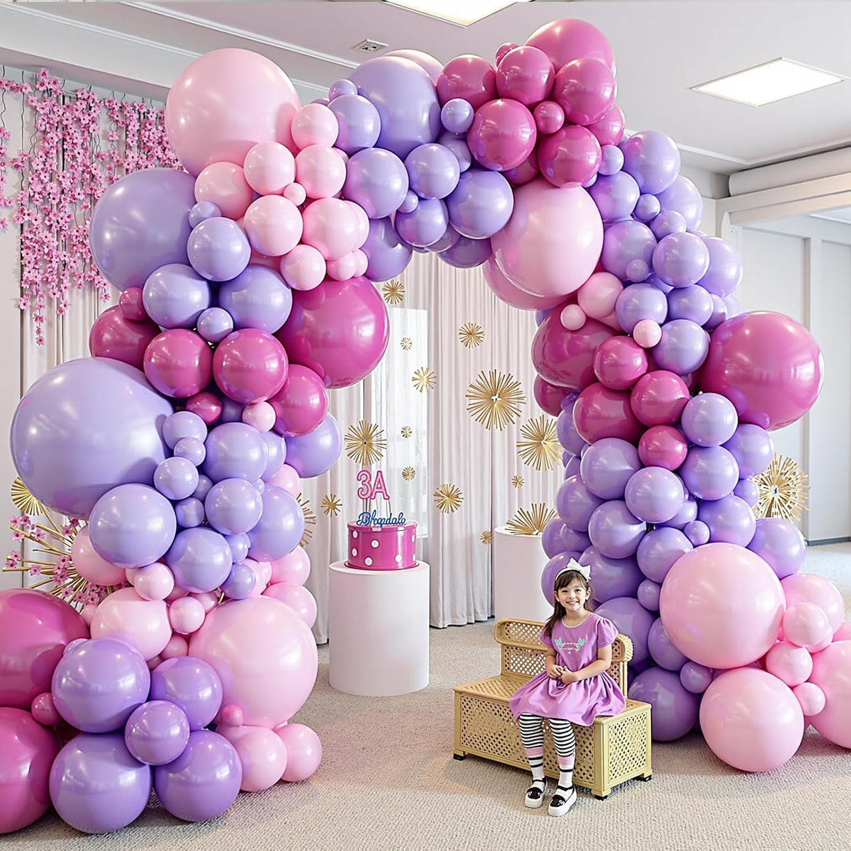 412pcs Pink and Purple Balloons, Different Sizes 18 12 10 5 Inch Pink and Purple Balloons Garland