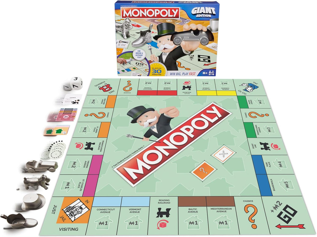 Spin Master Games, Monopoly Giant Edition, Classic Family Board Game for Indoor & Outdoor Play with