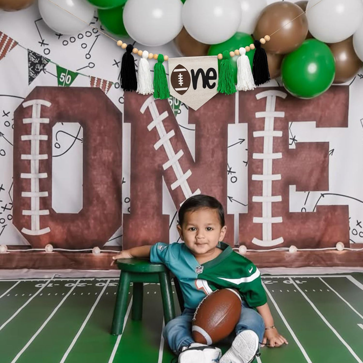 Gostman Football One High Chair Banner - Handmade Football Theme Tassel Garland Banner, First
