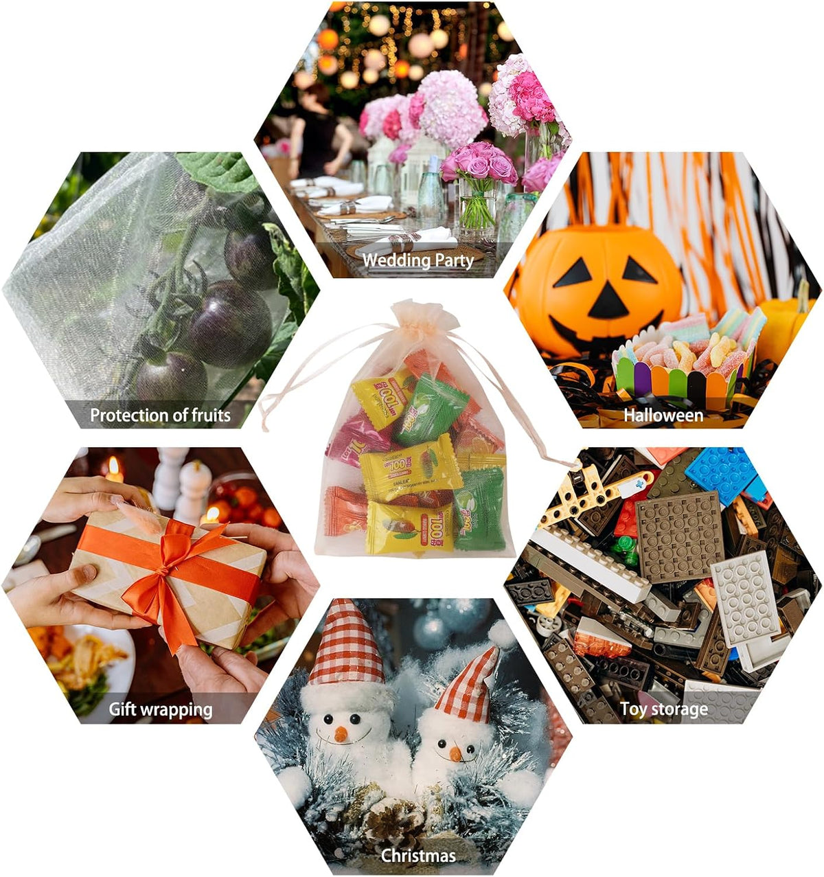 Wudygirl 100PCS Organza Bags Jewelry Bags Drawstring 5X7 Inch Favor Bags for Jewelry Candy Wedding