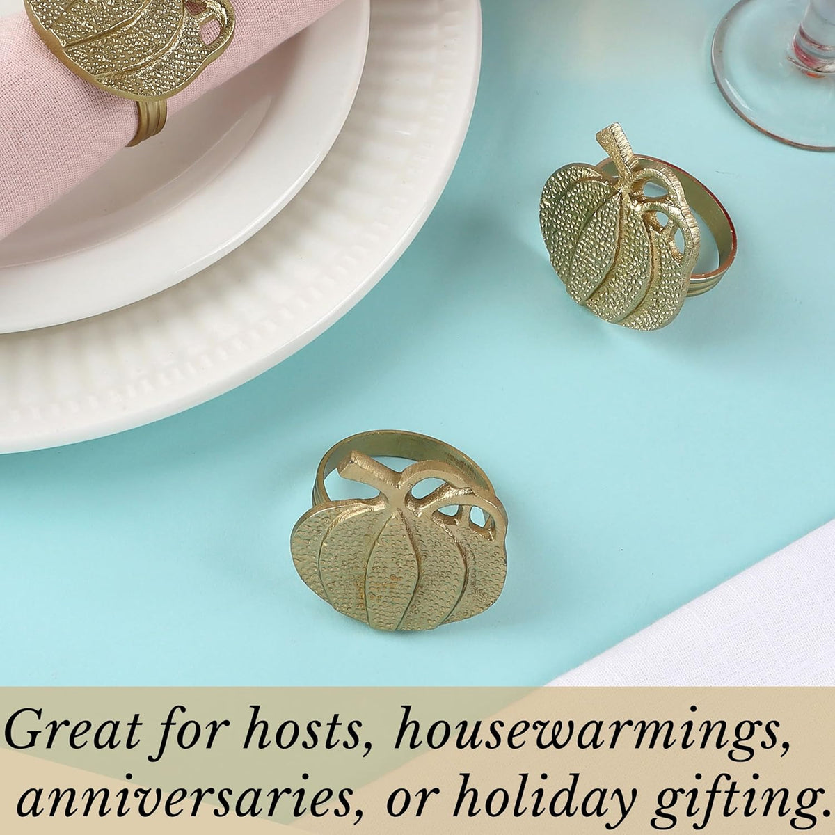Set of 12 Decorative Metal Napkin Rings - Antique Copper Pineapple Lightweight Napkin Rings - Table