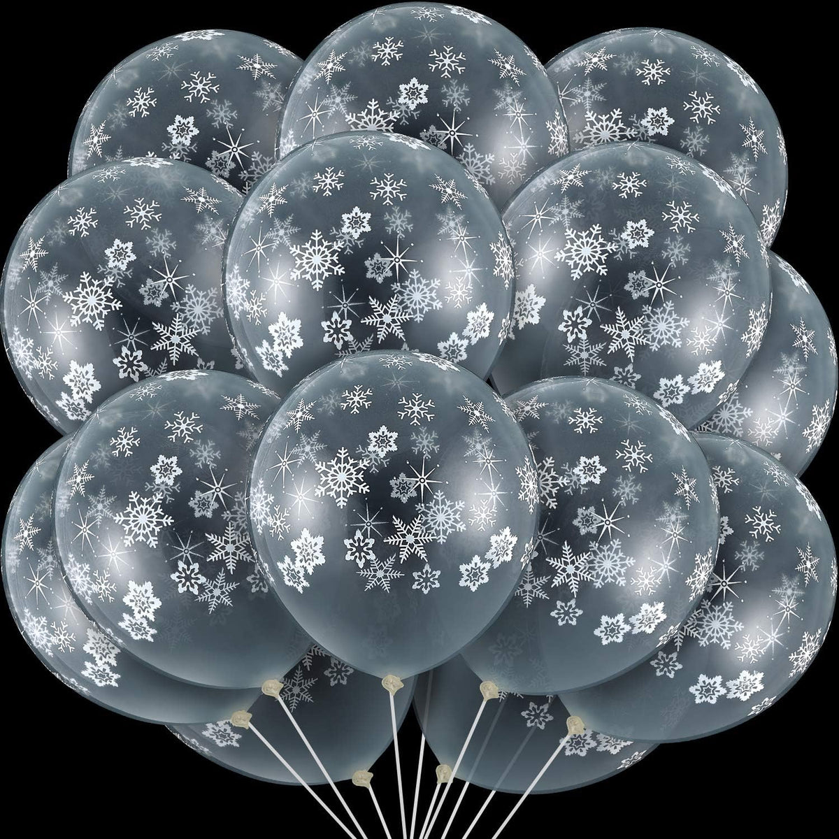 Skylety 40 Pieces Snowflake Balloons Bulk Winter Transparent Snowflake Latex Balloons for Christmas