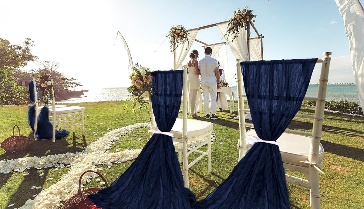 50 PCS Cheesecloth Chair Sashes, Bows Designed ChairSashes, 15.7x108 inch Chair Sashes for Aisle