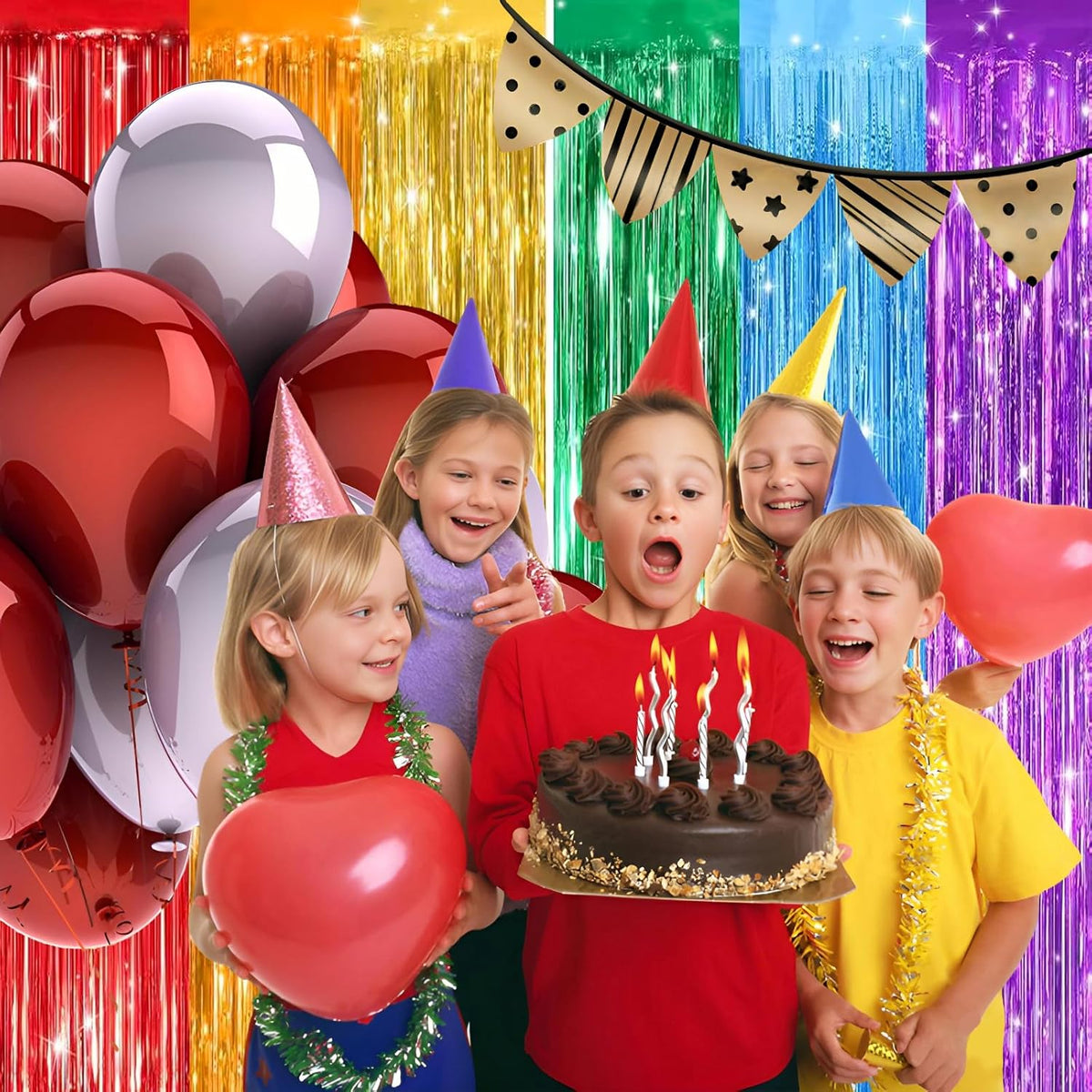 Keyali 2 Pack 3.3 * 8.3 ft Foil Curtain Metallic Tinsel Fringe Curtains Photo Booth Props Backdrop