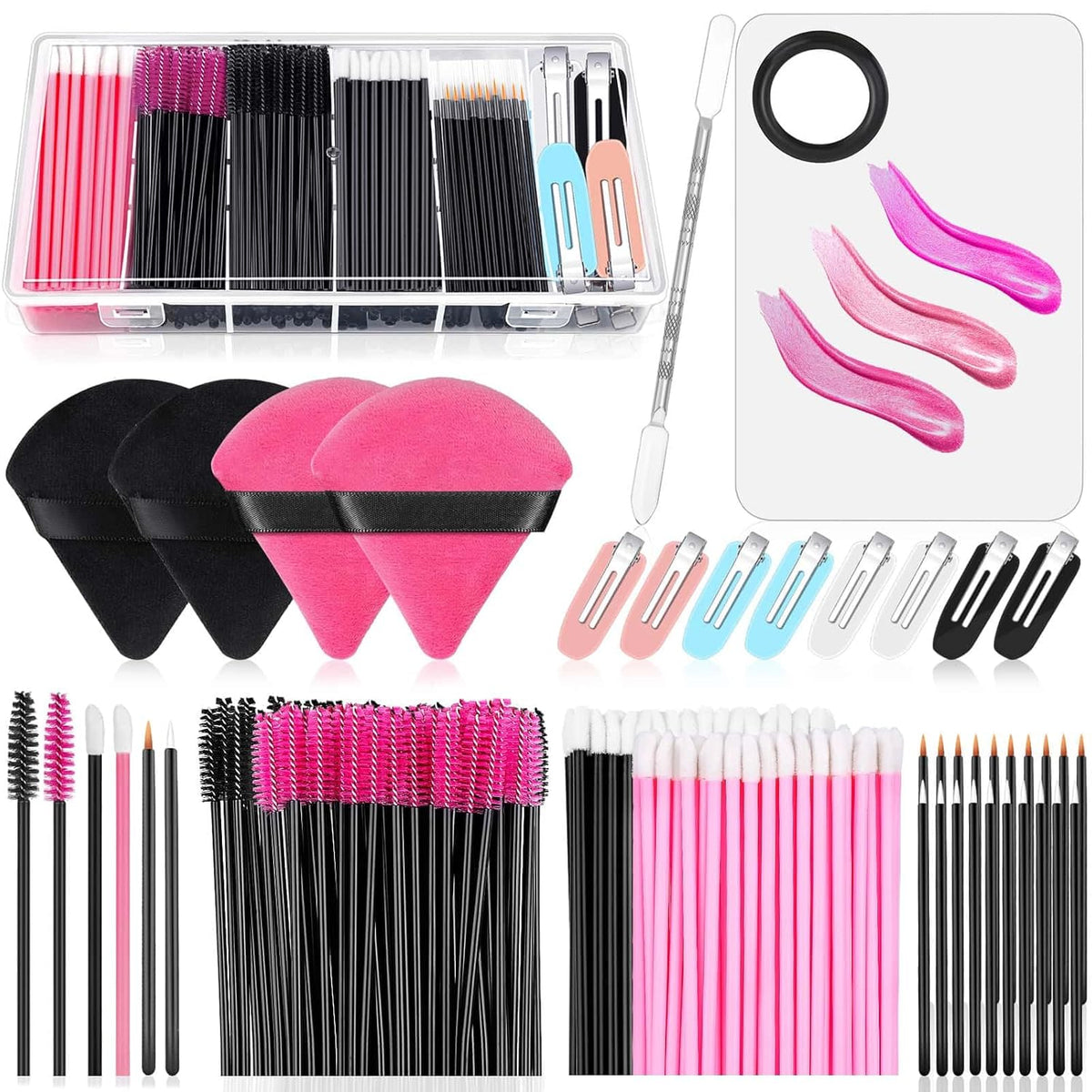 Disposable Applicators Kit With Makeup Puff, Mixing Palette, Artist Supplies, Accessories, Mascara
