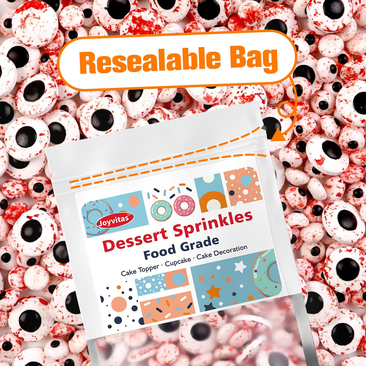 Halloween Edible Bloody Red Eyeballs Eye Ball, Candy Eyeballs Mix Sprinkles for Cake Decorating