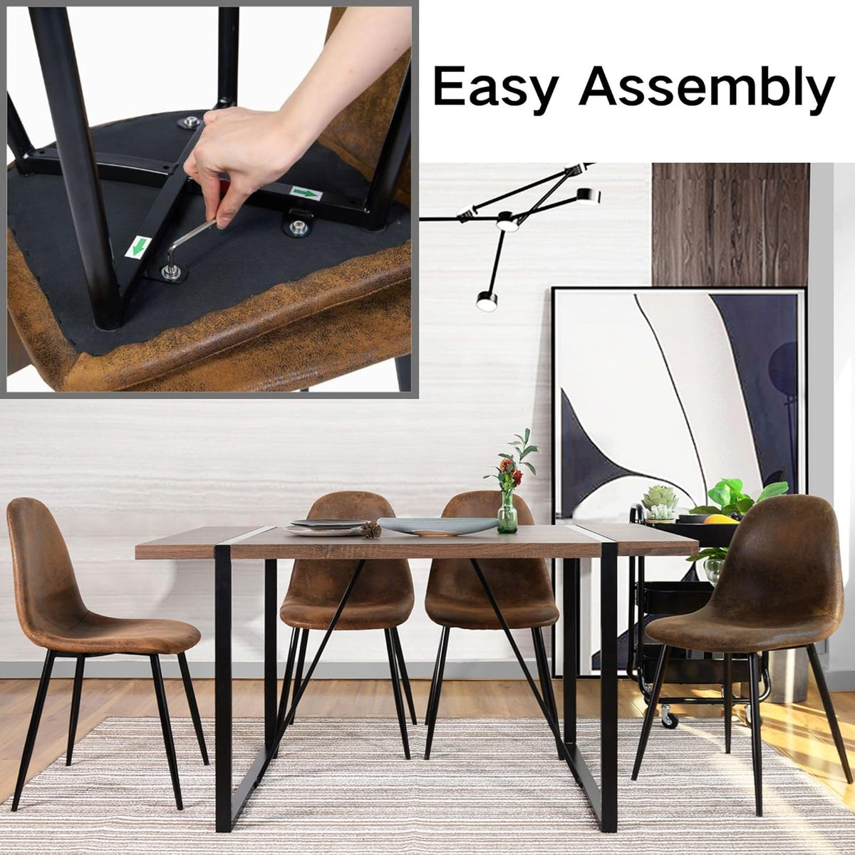 Homy Casa Dining Chairs Set of 4, Modern Mid-Century Style Dining Room Side Chairs Accent Chairs