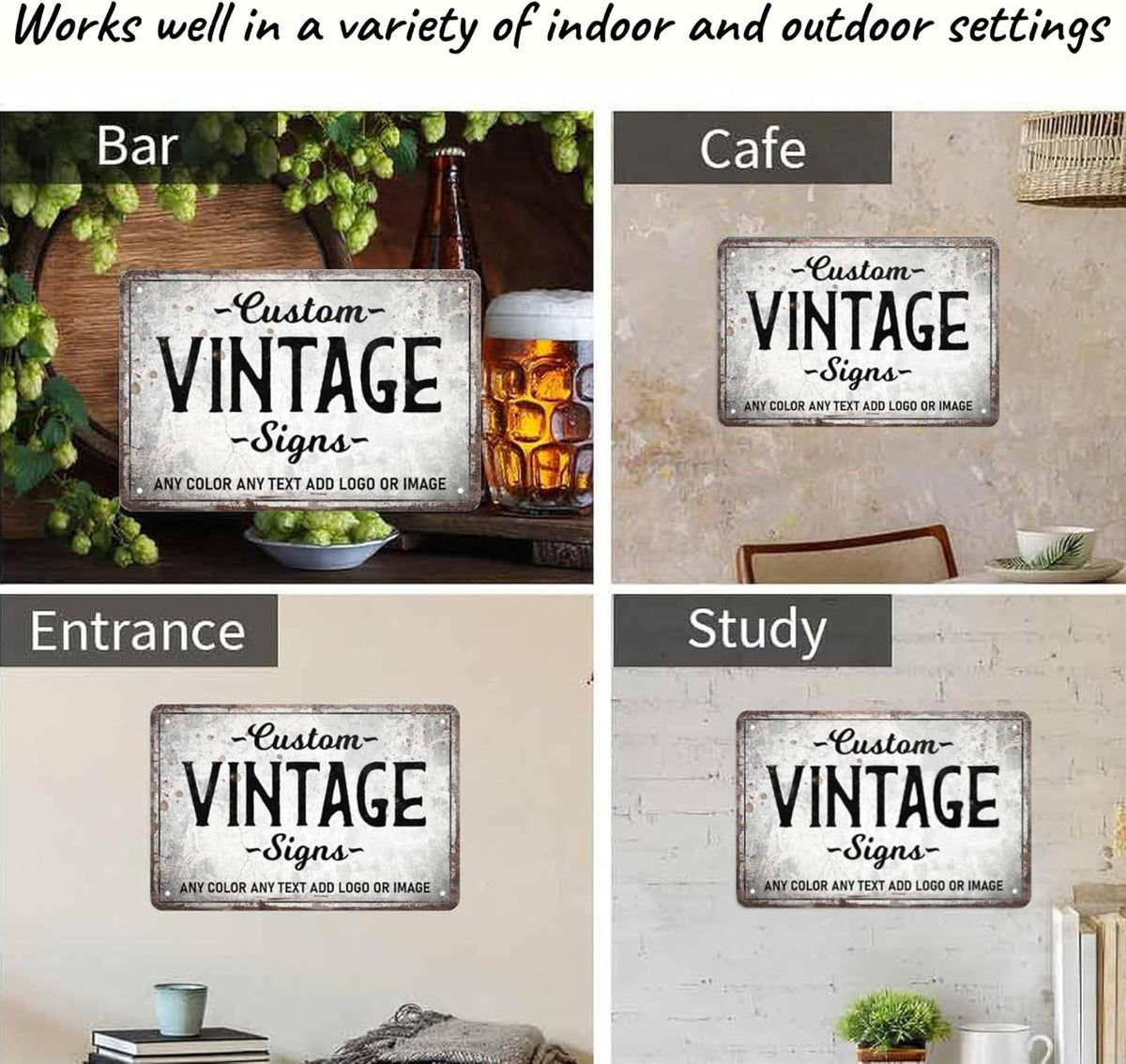 D-Story Personalized Metal Sign, 12.0 inches x 8.0 inches, Modern Decorative Signage, Custom Text