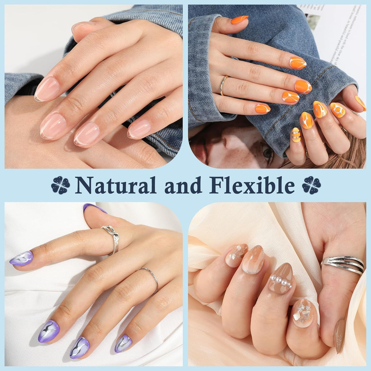 Extra Short Almond Nail Tips, 360pcs Soft Gel Pre-Shaped Acrylic XS Fake Nails, Half Matte Full