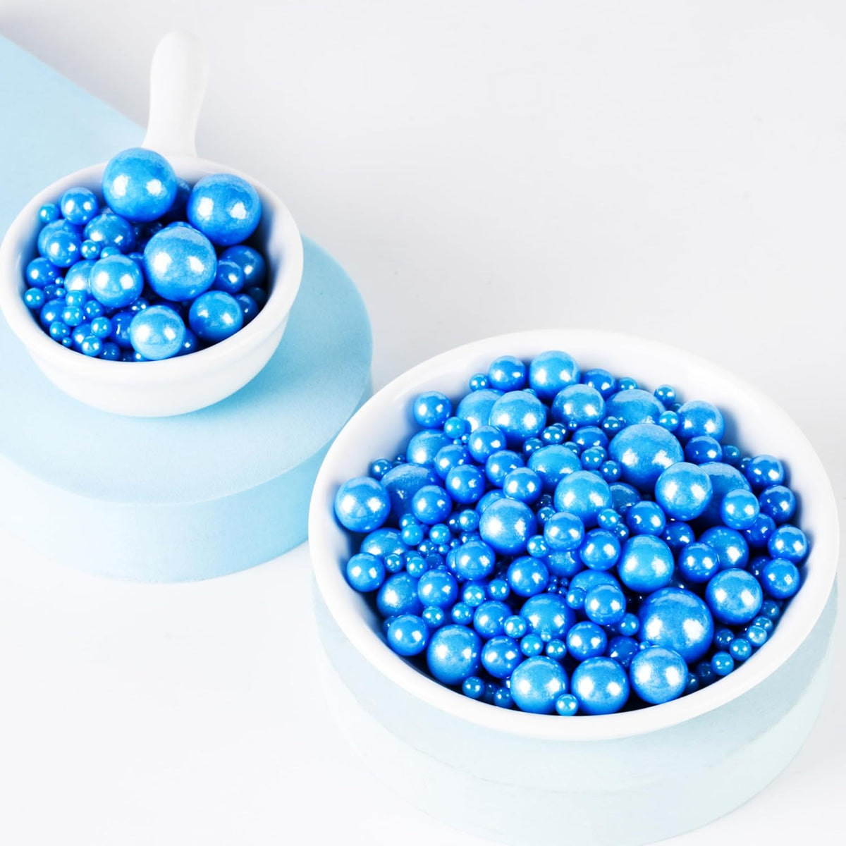 Kasvan Royal Blue Pearl Sugar Sprinkles - Edible Candy Pearls 130g/4.58 Oz, Mix Size, Baking Cake