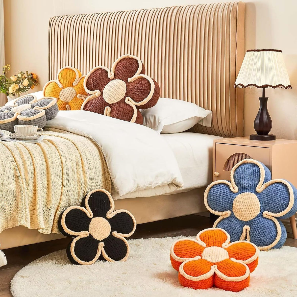 Flower Pillow, Soft Shaped Floor Cushion, Decorative Throw Pillow, Cute Seating Cushion, Room Decor