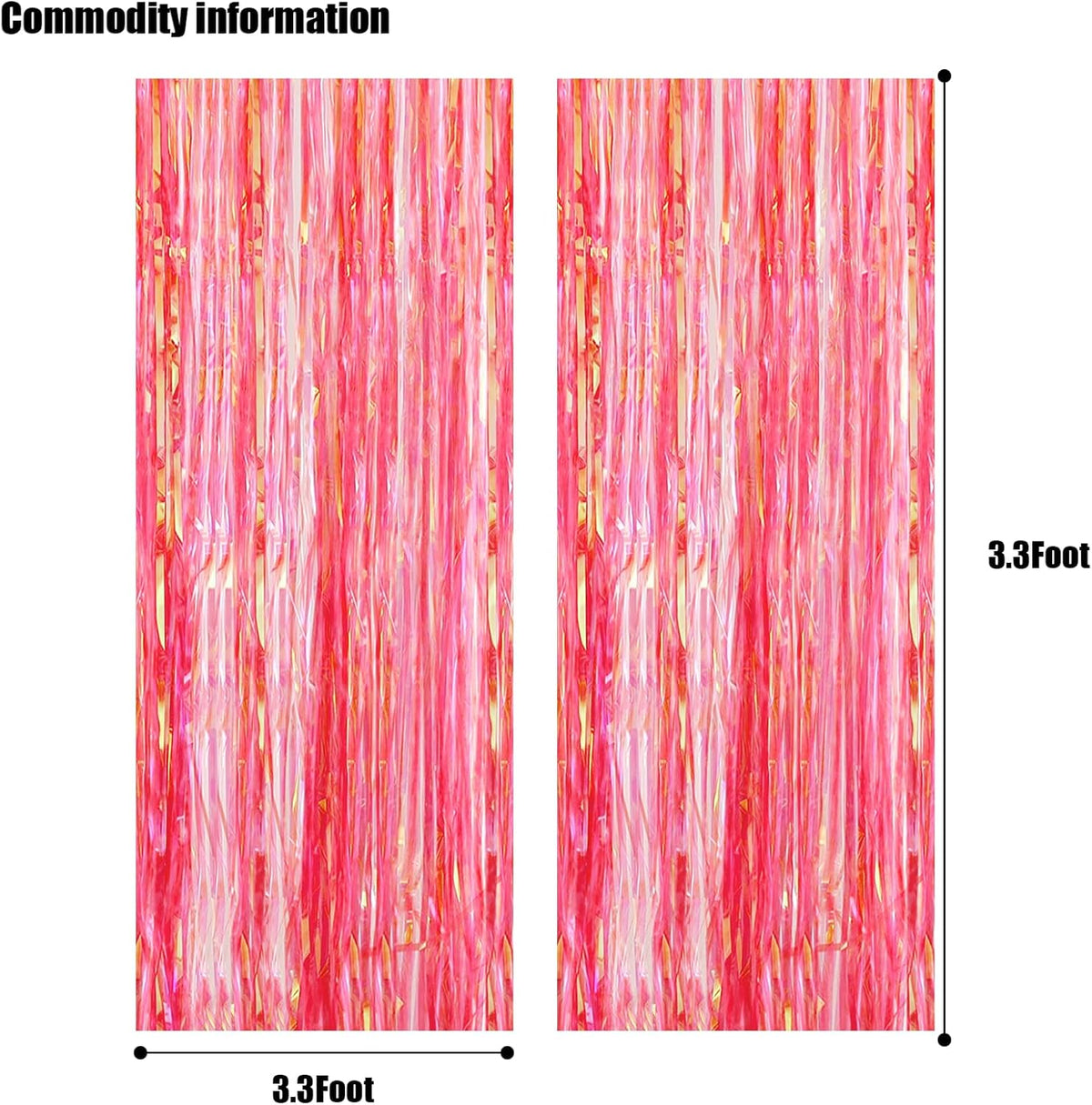 CANREVEL 2 Pack 3.2x6.5 Feet Iridescent Foil Fringe Backdrop Curtains, Clear Pink Tinsel Photo