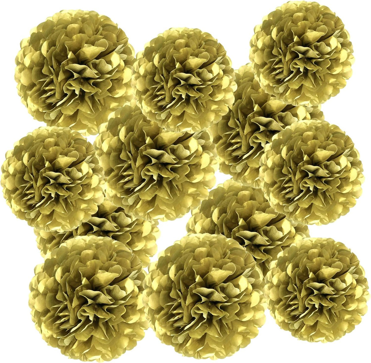 Gold Paper Pom Poms - Party Tissue Paper Flowers Balls - Party Hanging Decoration Supplies - Size