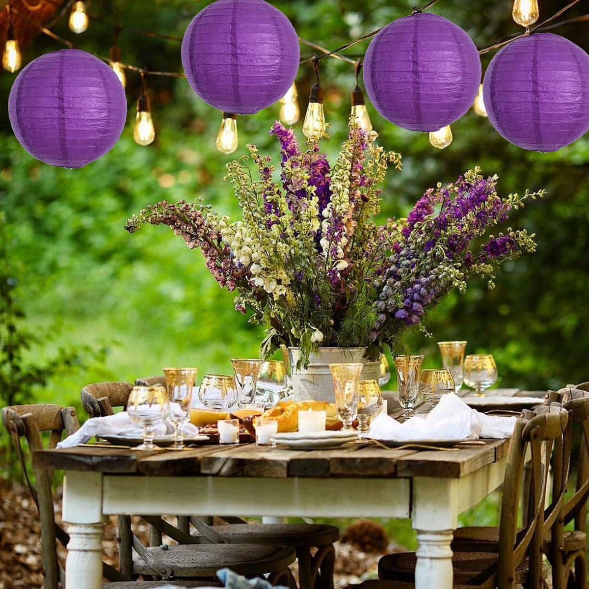 BEISHIDA 12-Inch Purple Round Paper Lanterns Hanging Decorative Chinese Paper Lanterns Lamp for