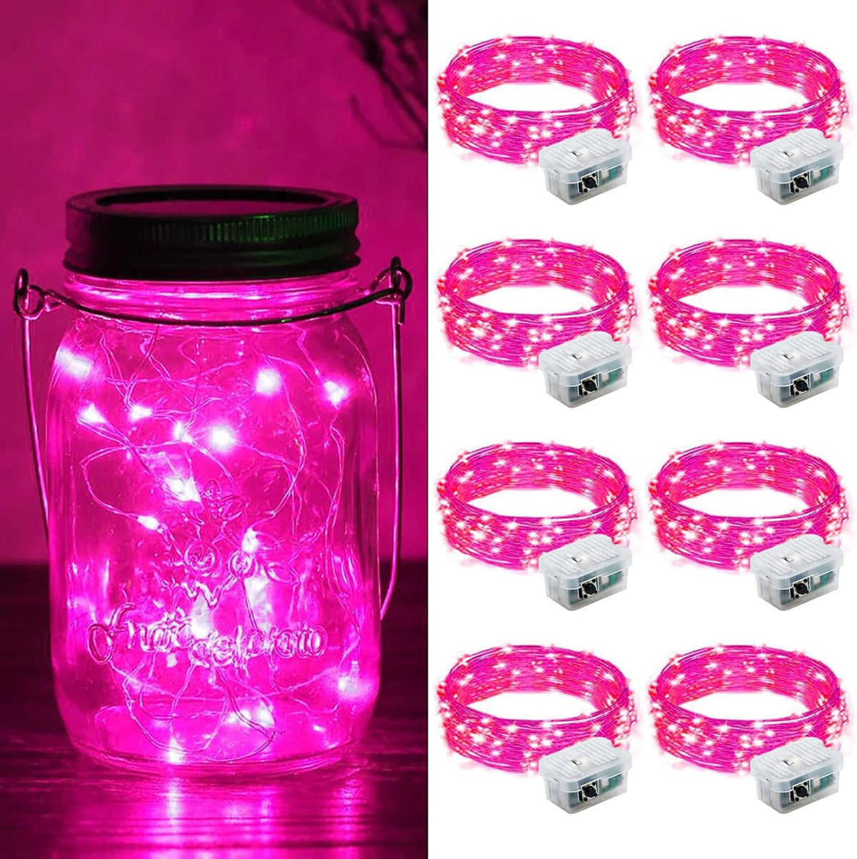 ZGWJ 8 Pack Fairy Lights Battery Operated, 7ft 20 Mini LED Fairy String Lights Silver Wire 3 Modes