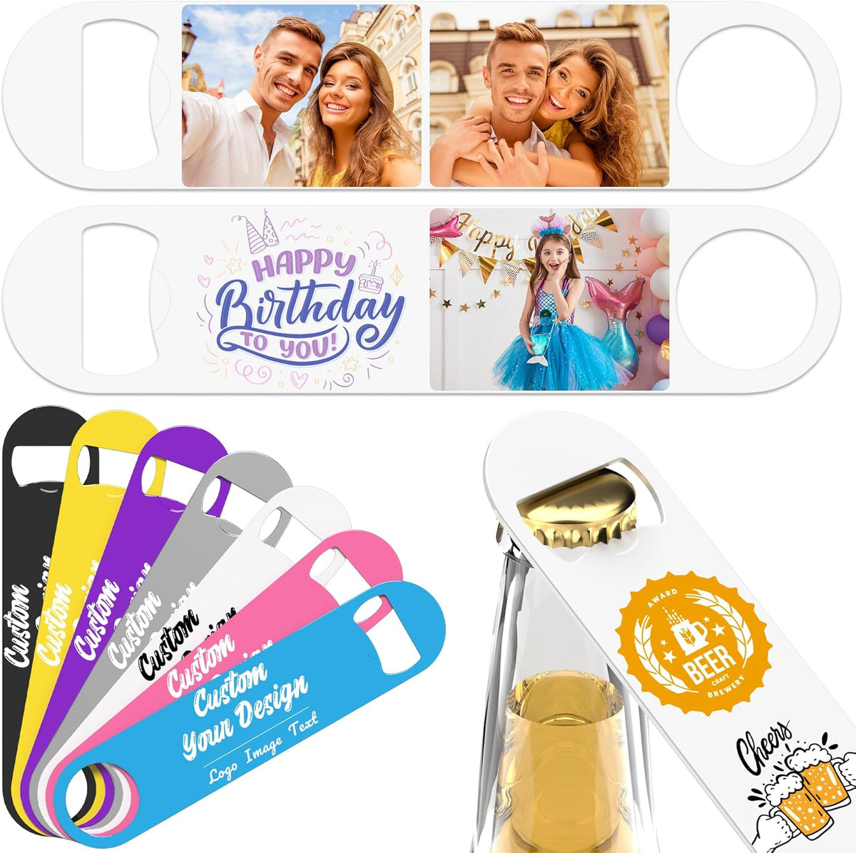 5-100 Custom Bottle Opener, Personalized Bottle Opener Stainless Steel with Customized Photo/Text
