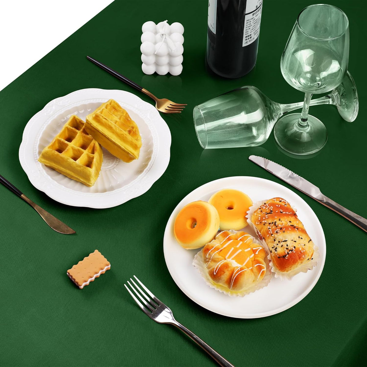 TURSTIN 1 Packs Dark Green Satin Tablecloth 102 x 58 Inch Overlay Satin Table Cover Rectangle