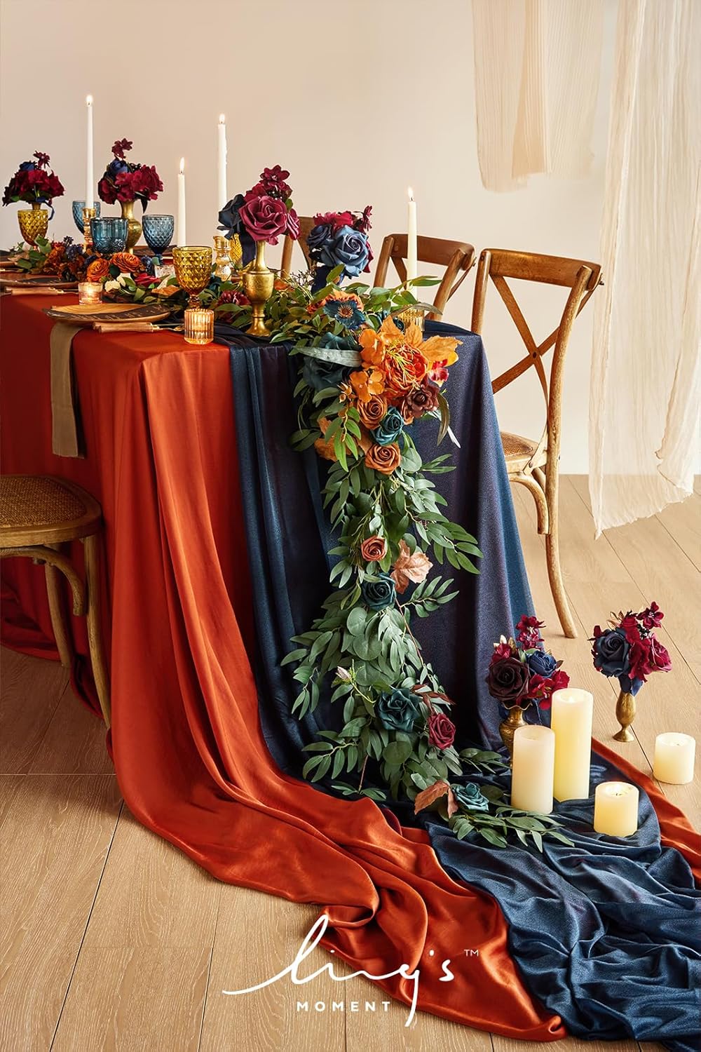 Ling's Moment Flower Garland - 6FT Eucalyptus & Rose - Sweetheart Table Decor for Wedding