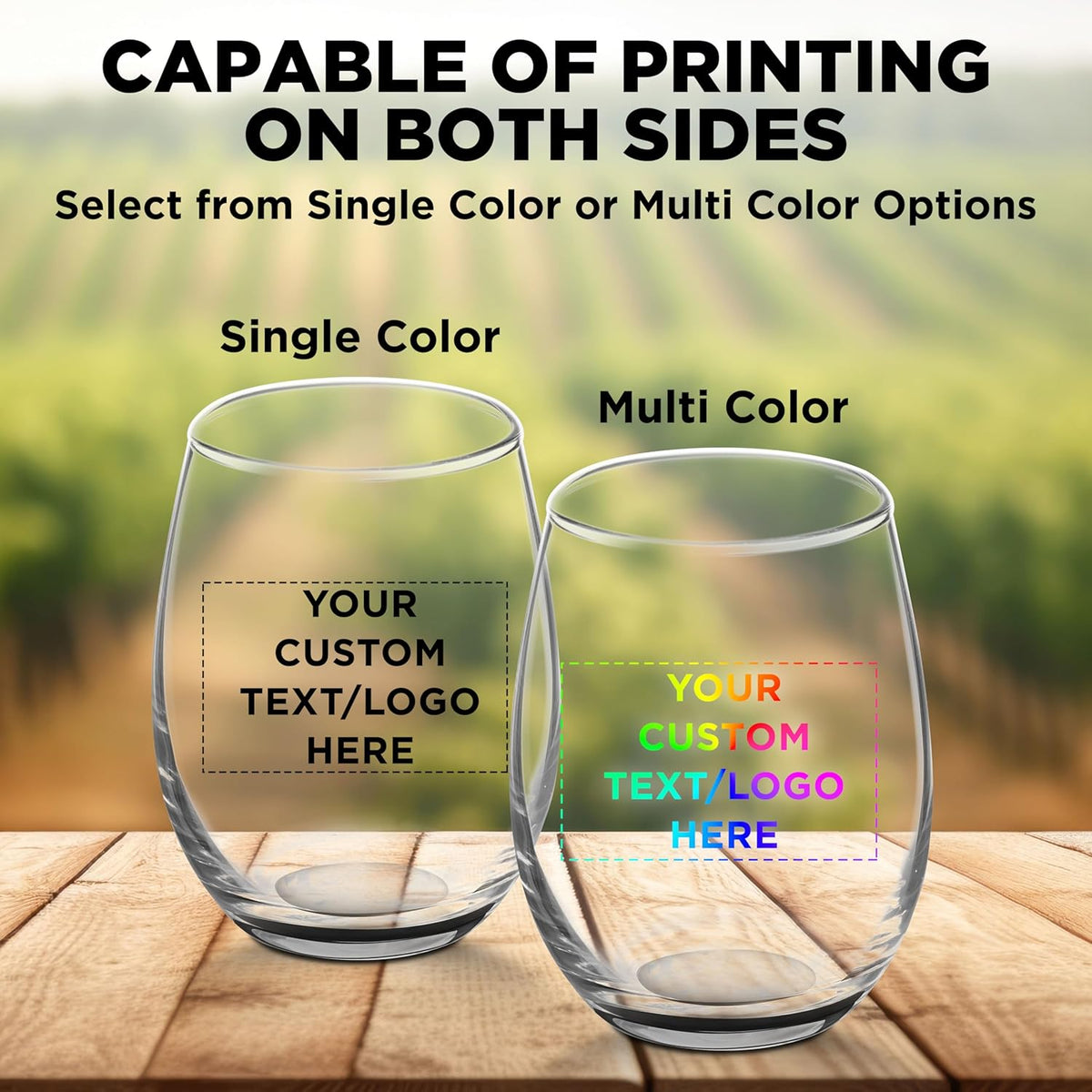 Custom Stemless Wine Glasses by ARC 5.5 oz. Set of 100, Personalized Bulk Pack - Perfect for Hotel
