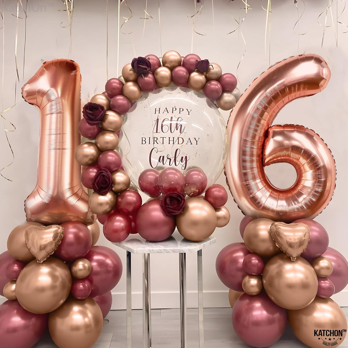 KatchOn, Rose Gold 16 Balloon Numbers - 40 Inch | Foil Balloon For 16th Happy Birthday Decorations