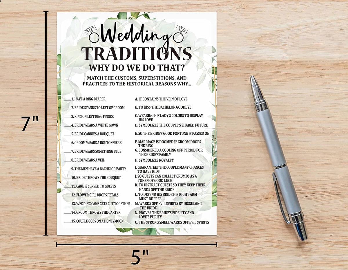 Bridal Shower Game Cards, Wedding Traditions Game, Tropical Jungle Theme Engagement Party Cards For