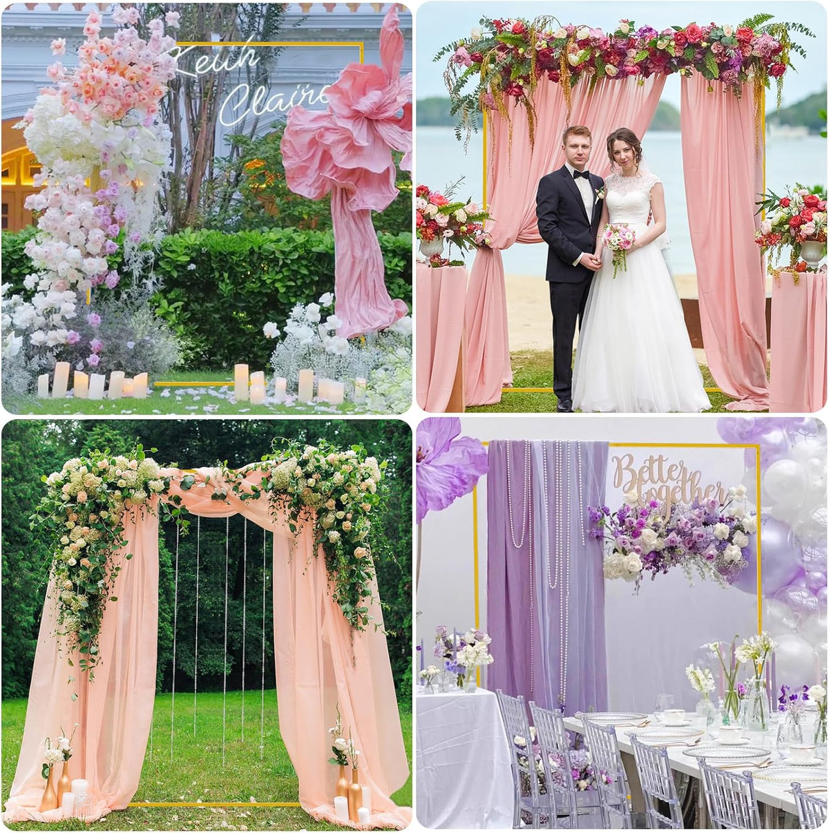 Asee'm 6.6FTx5.2FT Gold Wedding Arch Backdrop Stand Square Metal Rectangular Arch Frame for