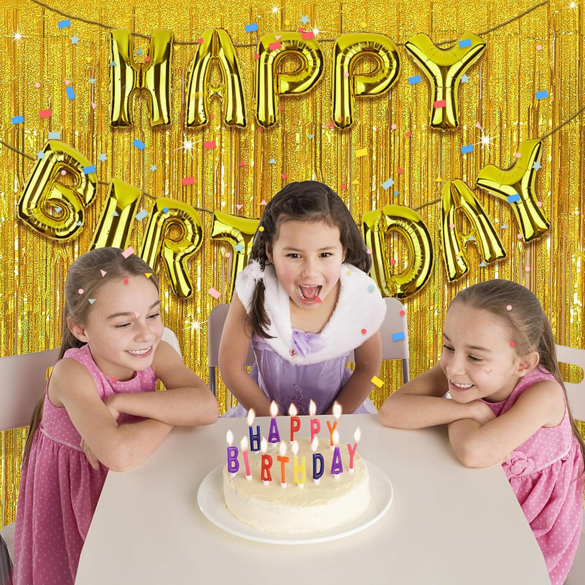 Tinsel Curtain Party Backdrop Gold Birthday Decorations 2 Packs Glitter Foil Fringe Curtain Party