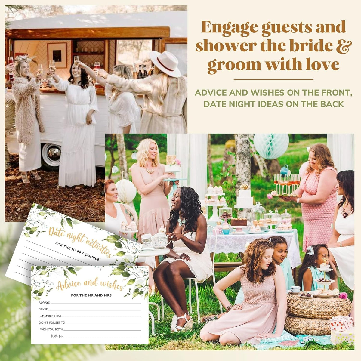 Advice and Wishes for The Mr and Mrs - 50 Wedding Advice Cards for Bridal Shower Decorations