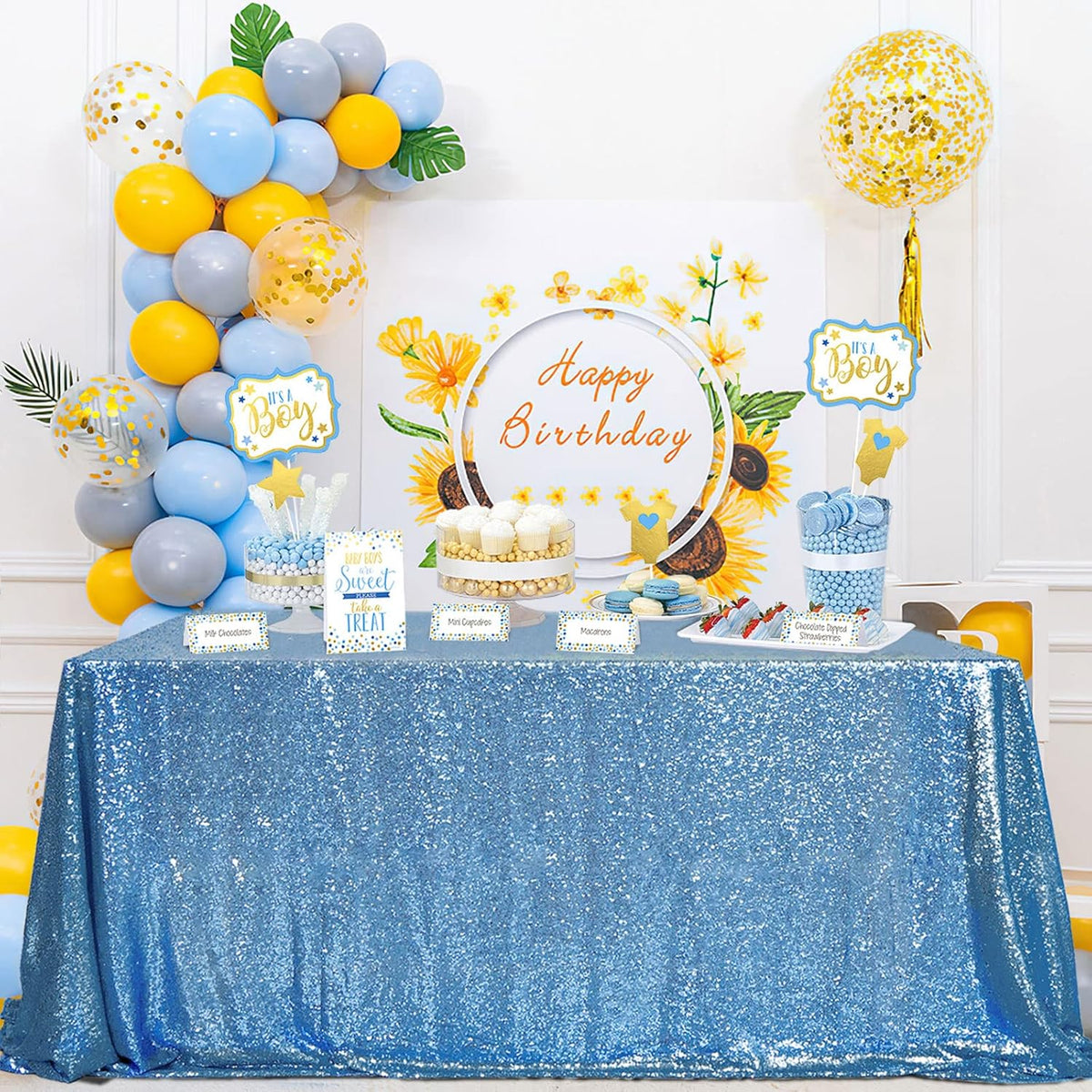 QueenDream Sequin Tablecloth 60"x102" Sparkly Party Table Cloths Sequin Table Cloth Overlay for