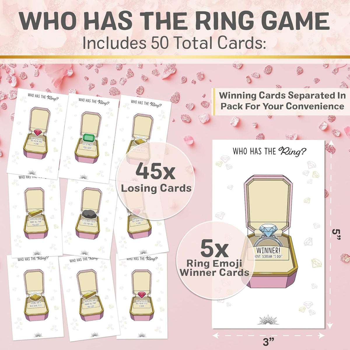 Who Has The Ring Bridal Shower Scratch Off Game - Hilarious Losing Phrases on Ticket Cards - Easy