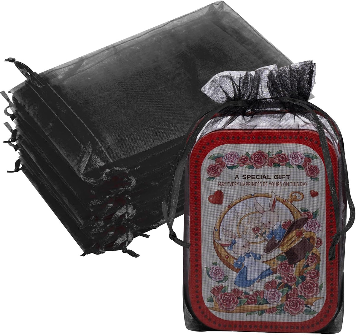 50 Pcs Organza Bags 6x9 Inch, Mesh Gift Bags Mesh Bag Drawstring Pouch Bag for Jewelry Candy Party