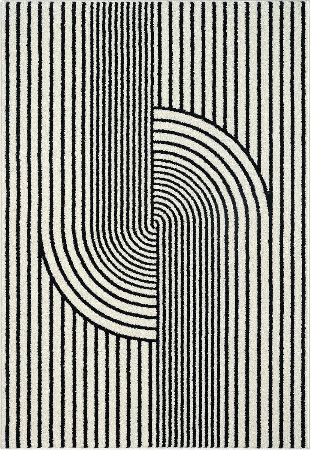 Abani Nuevo Collection Area Rug - Mid-Century Black and White Arch Knot Design - 8' x 10' - for