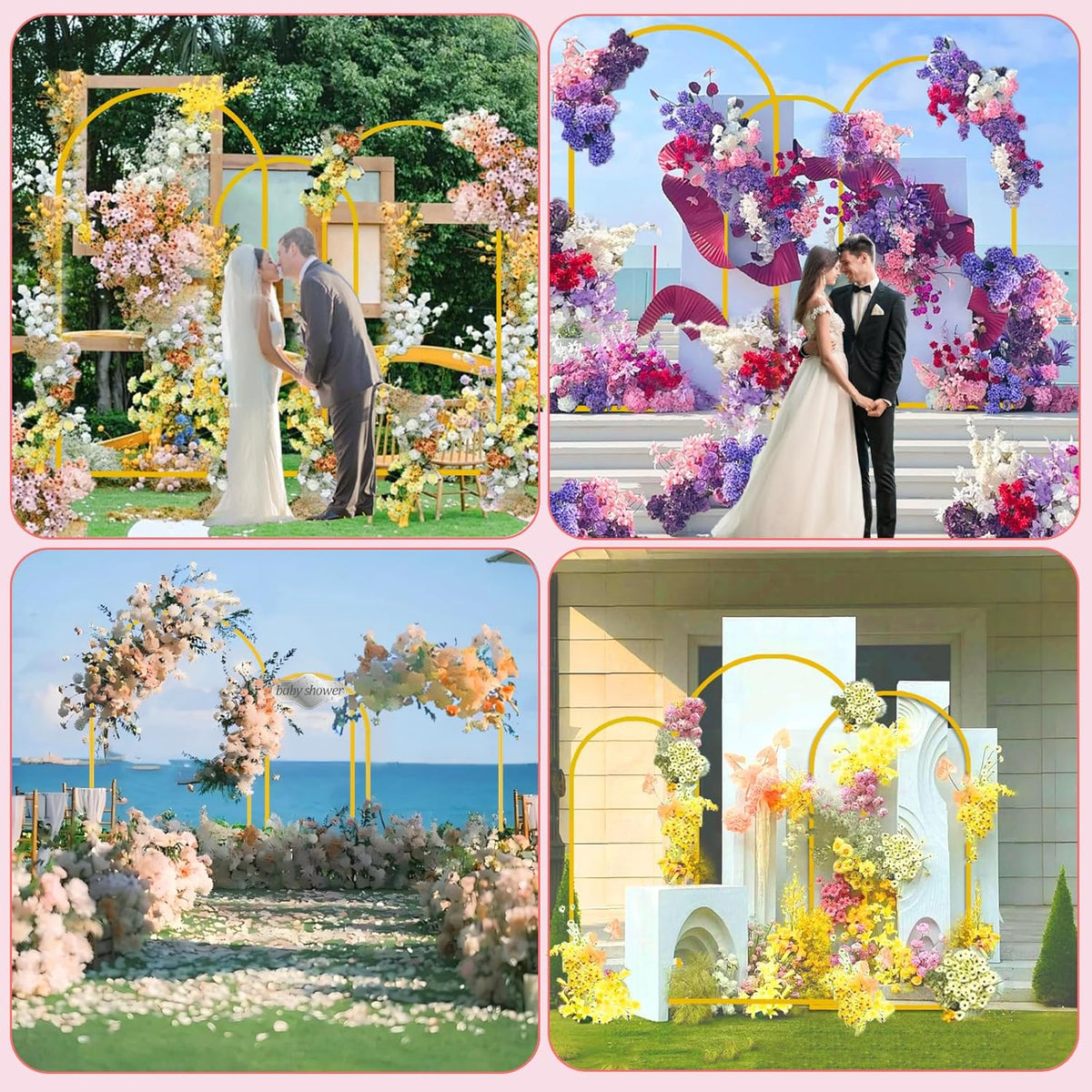 Bazen Wedding Arch Backdrop Stand 6FT, 5FT, 4FT Set of 3 Metal Arch Backdrop Stand for Birthday