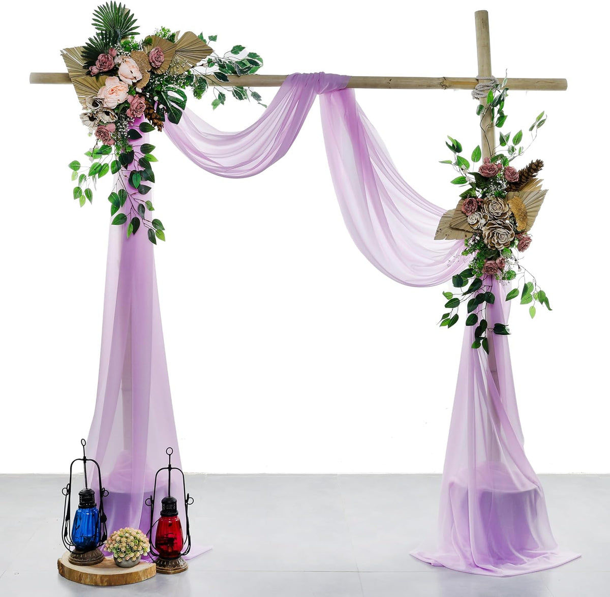 VDS Pack of 2 Panel (30 Inch X 20 Feet) Wedding Arch Draping Fabric Sheer Chiffon Fabric Drapery